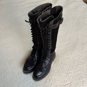 Ariat Black Lace-Up Side Zipper Suede Riding Boots Size 7.5